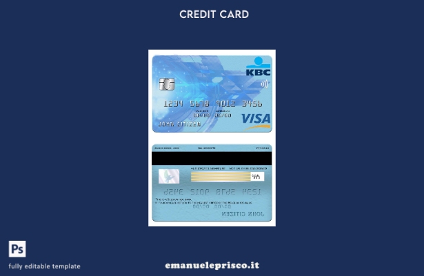 modello di carta visto bancario belga KBC in stile verificato
